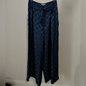 urban outfitters navy blue satin checkered pant size 10